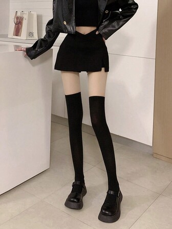 Fashionable Women's Colorful Contrast Pantyhose Tights For Everyday Casual Wear Or Shopping, Cozy