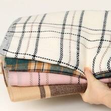 Khaki 1pc 2023 Autumn And Winter New Fashion Plaid Scarf For Women, Soft And Warm, Long, Vintage Style - Khaki - View 4