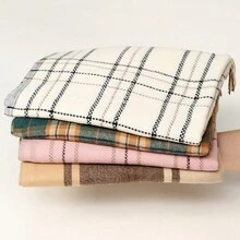Khaki 1pc 2023 Autumn And Winter New Fashion Plaid Scarf For Women, Soft And Warm, Long, Vintage Style - Khaki - View 3