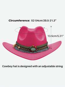 1pc Bohemian Western Style Fringed Warm Decoration Cowboy Hat For Kids Aged 3-8, Suitable For Parties And Daily Wear - Hot Pink - View 5