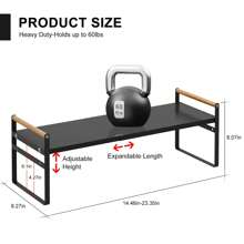 OSQI (2 Retractable Frames) Expandable Cabinet Shelf Organizer,Stackable Pantry Shelf Organizer Adjustable Height Countertop Storage Shelf Rack Cupboard Spice Rack for Cabinet oKitchen Bathrom Pantry - Black - View 5