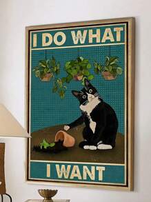 SURELIFE 1入組有趣的貓咪藝術畫布海報,家居裝飾無框