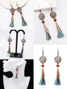 Phong cách Bohemian Tua Hoa tai Với Hoa rỗng & Chi tiết lá , Phong cách phương Tây Dangle Hoa tai Đối với phụ nữ - Nhiều màu - Xem 1