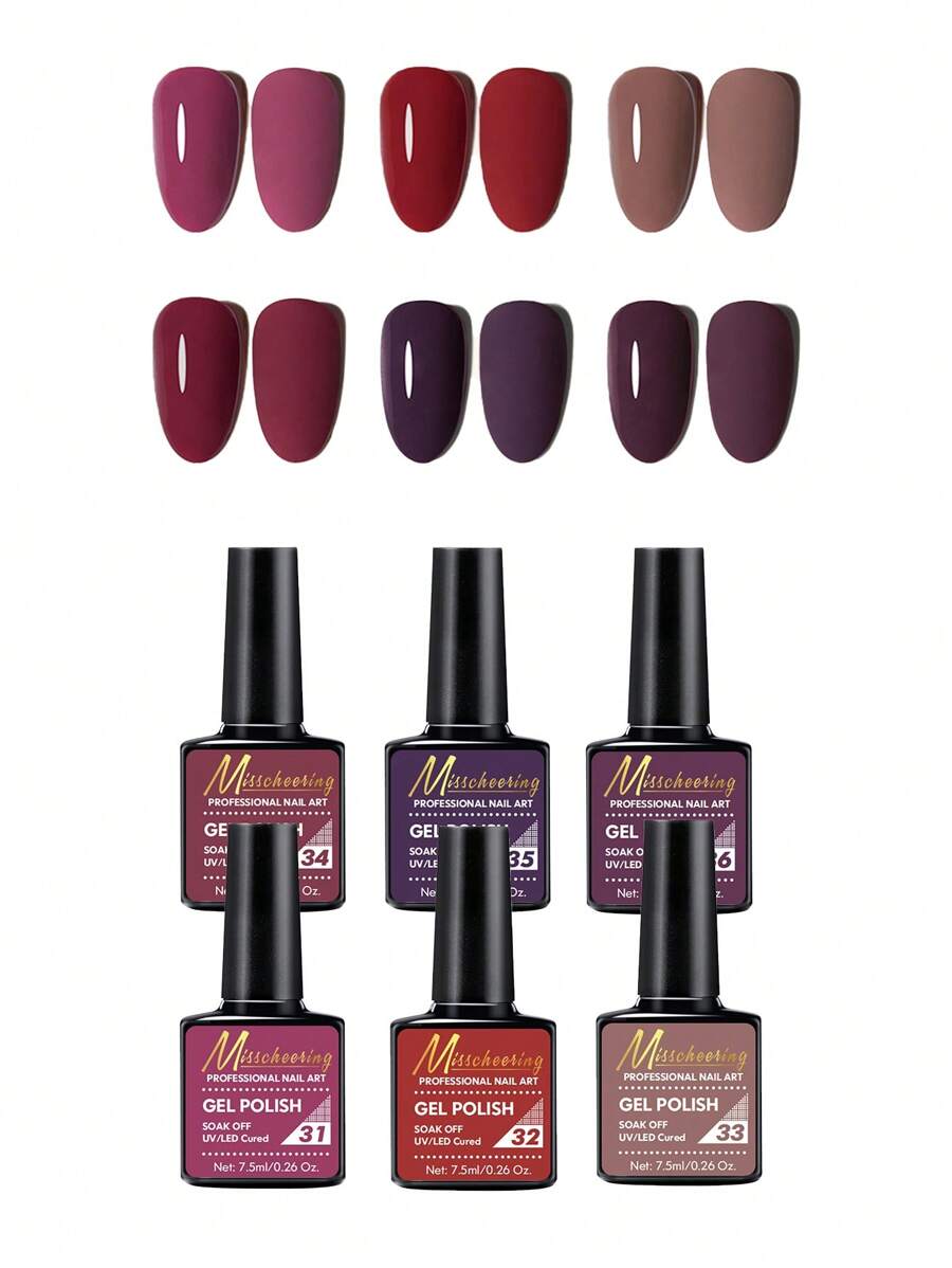 MISS CHEERING 6 Piece Nail Lacquer Set - Premium Manicure Tools, Vibrant Nail Polishes, Professional Gel Manicure, Home Gel Manicure Set, Complete Manicure Set, Includes Phototherapy Gel, Nail Polish Long Lasting Nail Glue - 棕色 - 查看 1