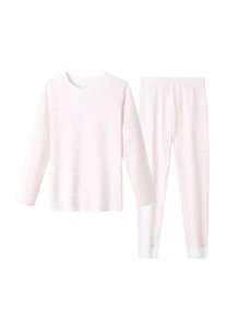 Annil Tween Girl Xuân Thu Cổ Điển Sọc Cotton Thân Thiện Với Da Quần Áo Ở Nhà Bộ Đồ Ngủ Bộ 2 Màu Hồng - Hồng - Xem 3