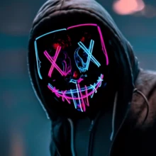 Party Glow Mask Led Ghost Face - Multicolor - View 1