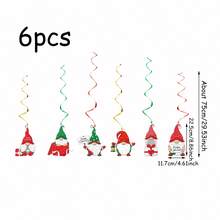 6pcs Christmas Party Cartoon Character Pvc Spiral Hanging Decoration Including Reindeer And Colorful Ribbon - Multicolor - View 2