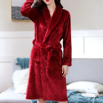1pc Flannel Robe, Soft & Comfortable Loungewear For Bedroom, Bathroom, Pool Back To School