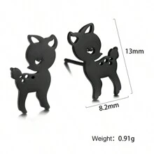 1 對女可愛不鏽鋼獨角獸、無尾熊、鹿、松鼠、狗形耳環、浪漫聖誕禮物、創意動物設計、冬季幸運珠寶