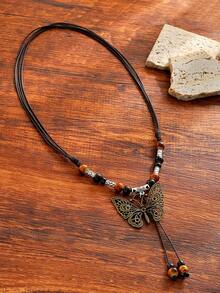 1 件時尚波西米亞風格鋅合金蝴蝶細節可調節手工串珠項鍊,適合女士派對、禮物、日常佩戴