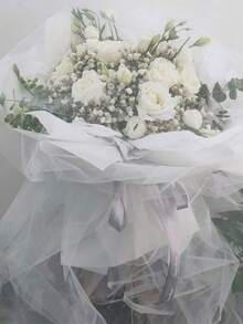 2件/套 10米 白色透明背景布，现代雪花纱户外派对装饰椅面装饰婚礼生日派对横幅 - 白色 - 查看 3