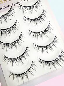 Asiteo 5 Pairs Cartoon Style False Eyelashes, Suitable For Cosplay, Dance Performance, Handmade, 3D Stereoscopic Natural Faux Mink Lashes - 黑色 - 查看 5