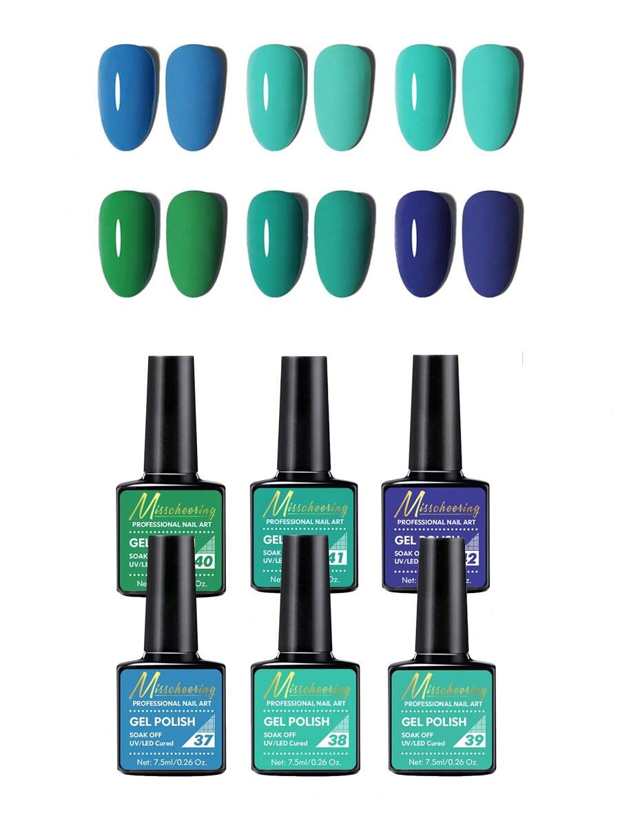 MISS CHEERING 6 Piece Nail Lacquer Set - Premium Manicure Tools, Vibrant Nail Polishes, Professional Gel Manicure, Home Gel Manicure Set, Complete Manicure Set, Includes Phototherapy Gel, Nail Polish Long Lasting Nail Glue - 藏蓝色 - 查看 1