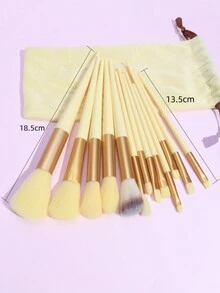 13PCS Makeup Brush Set + 1 Velvet Storage Bag + 1 Powder Puff Professional Beauty Tool Powder Brush Blush Brush Eyeshadow Brush Full Set Convenient Storage Makeup Brushes,Brush Set,Makeup Brush Kit,Make Up Brush Set,Make Up Set Complete,Makeup Brush Set,Complete Makeup Kit,Brush Kit,Brushes Makeup Set,Makeup Gift Set,Set - Yellow - View 7
