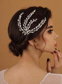 1pc Women's Handmade Purple Crystal Decor Hairband For Party, Prom, Wedding, Princess Birthday Gift Elegant Boho Tiaras. Valentine's Day Accessories - Silver - View 4