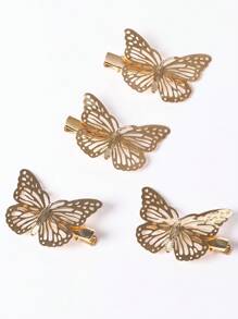 Clip de pelo de mariposa 4pcs - Dorado - Ver 2