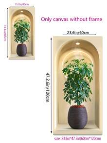 1畫布牆藝術,綠色植物和花卉海報,家居客廳入口牆裝飾,油畫裝飾