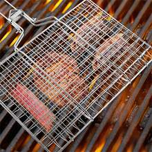 1 件 304 不锈钢烧烤网夹，带手柄，多功能烧烤架，户外露营野餐，炊具烧烤工具配件