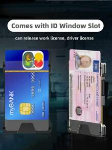 Men's Slim Minimalist Aluminum Alloy RF Blocking Wallet For Daily Gifts For Boyfriend/Father Husband Metal Wallet For Card Bank Card License Money Clip With 1 Clear Window (Grey) Card Box Robber Card Holder Card Holder Wallet Business Card Holder Credit Card Holder Id Card Holder For Men Mini Wallet Card Wallet Rfid Wallet - Grey - View 6