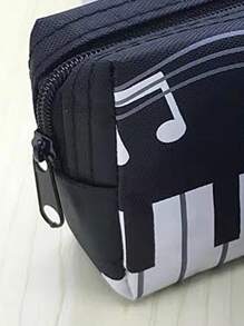 1 Pieza Estuche de lona cuadrado de una sola capa con notas musicales y teclado de piano, estuche para lápices de gran capacidad con cierre de cremallera, conveniente y ligero, fácil de transportar y usar, bolsa de útiles escolares y accesorios para la escuela