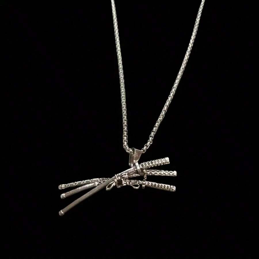 Set Of 3 Sword Shaped Pendants - Silver - View 1