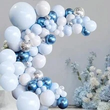 107入組藍色馬卡龍系列氣球花圈套裝,適用於生日、婚禮派對裝飾