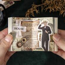 50 cái/bộ Retro Nhạc nền Hình dán , Kèn Và Dấu âm nhạc In Hình dán Đối với Làm sổ lưu niệm , Retro Tiếng Anh Giấy dán Đối với Tạp chí Đồ trang trí Và Cắt dán Làm - Nhiều màu - Xem 8