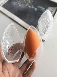1pc Makeup Sponge Storage Case Portable Breathable Powder Puff Box For Makeup Sponge - Clear - View 2