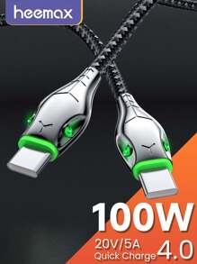 PD100W USB C 轉Type C 線，HEEMAX 快速充電線充電器相容於iPhone 15/15Plus/15 Pro/15 Pro Max、Samsung S23/S22/S21/S20 Ultra、Note 20/10、MacBook Pro/Air、iPad Pro 12.9 11 Air Mini、Pixel、榮耀、OPPO - 黑色 - 查看 1