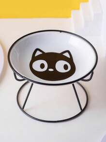 1pc Ceramic Cat Shaped Bowl With High Pedestal And Neck Protector For Pets - Multicolor - View 2