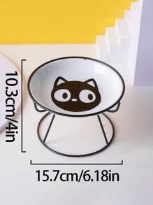 1pc Ceramic Cat Shaped Bowl With High Pedestal And Neck Protector For Pets - Multicolor - View 3