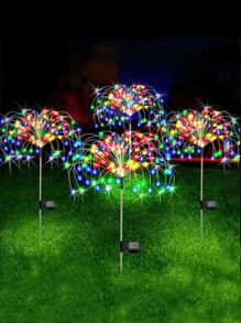 LED太阳能烟花灯、圣诞草坪小路灯、户外庭院装饰灯串、户外花园小路、庭院、露台照明 - 彩色 - 查看 2