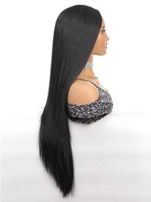 女性長直黑色漸層假髮,合成黑直髮假髮,30英寸中分漸層假髮自然看起來非常逼真,適用於cosplay