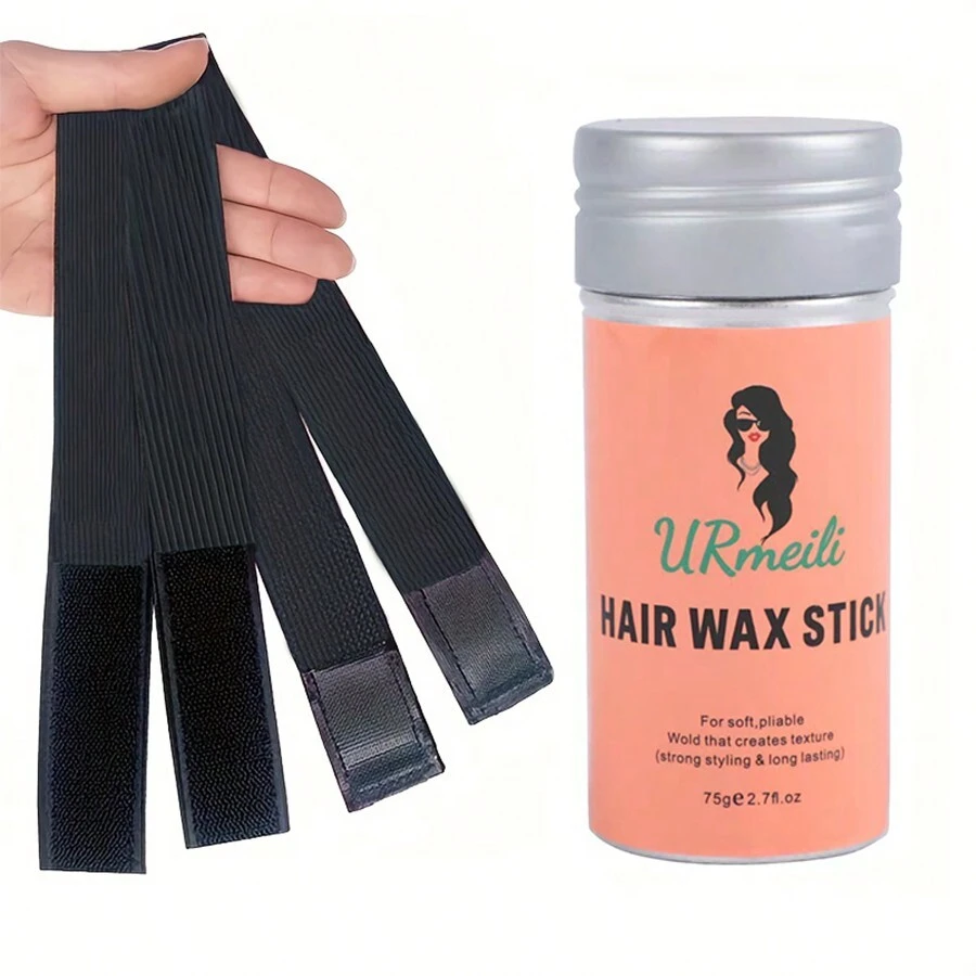 髮蠟棒,不油膩的髮蠟棒,不油膩的造型髮蠟棒,強力定型讓頭髮整潔,2入組-用於假髮的邊緣控制彈性帶 - 無色 - 查看 1