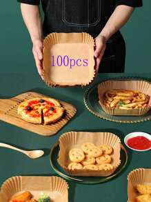 100入組油煙機專用吸油紙，烤箱烤盤墊，家用燒烤吸油紙，油煙機廚房烤盤墊，油煙機專用紙質夾層烤盤墊 - 方形 - 查看 2