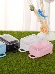 1pc Mini Transparent Luggage Style Jewelry & Hair Accessories Storage Box - White - View 1