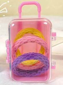 1pc Mini Transparent Luggage Style Jewelry & Hair Accessories Storage Box - White - View 3