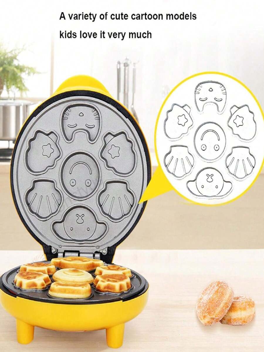 Máquina para hacer Waffles eléctrica, con patrón de dibujos animados - Amarillo - Ver 1