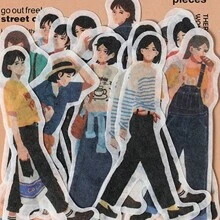 Korean Style Lovely Girl Stickers - Blue - View 5