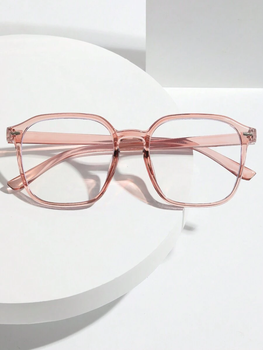1 pieza Montura de gafas para mujer sin lentes, diseño cuadrado de marco grande, diseño de moda personalizado apto para uso diario - Mostaza Amarilla - Ver 1