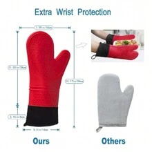 PAR DE GUANTES SILICON PARA HORNO FORRADO EN TELA REPOSTERIA PANADERIA COCINA MOLDES PROTECTOR