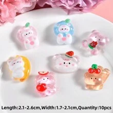 10入組隨機可愛卡通水果嬰兒熊平面吊飾,適用於diy相簿、髮夾飾品、手機殼工藝配件、手工珠寶製作 - 彩色 - 查看 3