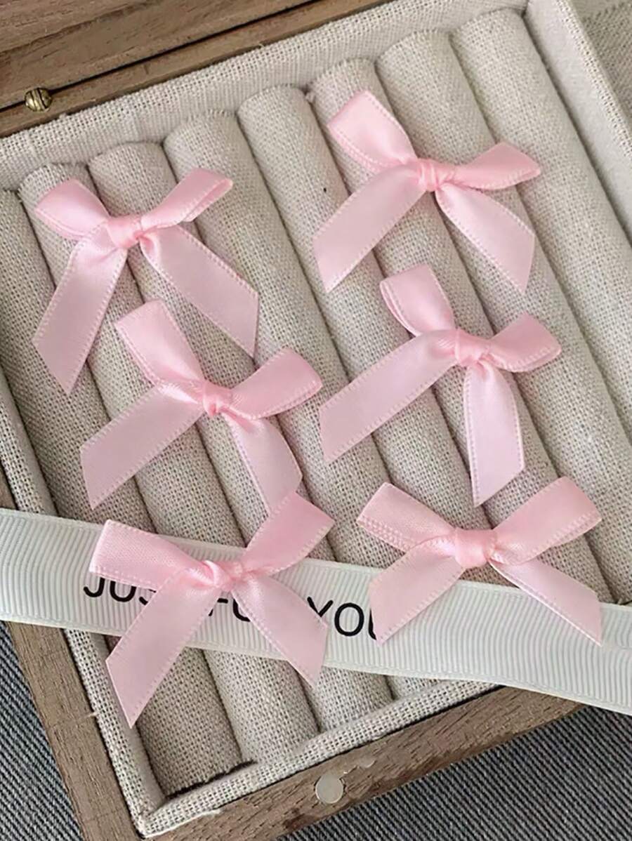 6入組可愛甜美的緞帶蝴蝶結髮夾,可愛的編織髮夾
