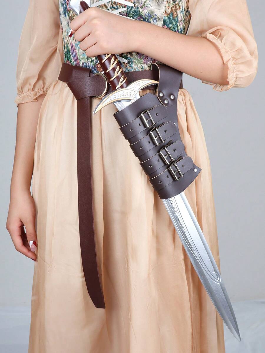 2 件裝女式棕色中世紀文藝復興騎士劍腰帶 - 棕色 - 查看 1