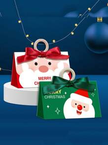 5pcs Christmas Triangle Gift Boxes, Cartoon Santa Claus Pattern Decorated Packaging Boxes For Christmas Parties - Red and White - View 3