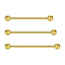 CIZME 3入組14g不鏽鋼工業型材耳環、耳廓穿刺珠寶,32mm、35mm、38mm工業型材杆,黑色/銀色/黃金/玫瑰金色 - 彩色 - 查看 16