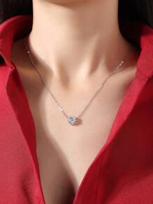 1 件 1 克拉莫桑鑽項鍊 925 純銀女士吊墜鎖骨鏈珠寶裝飾母親節情人節求婚訂婚結婚紀念日生日禮物帶證書 - 1克拉 - 查看 3