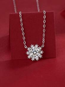 1 件 1 克拉莫桑鑽項鍊 925 純銀女士吊墜鎖骨鏈珠寶裝飾母親節情人節求婚訂婚結婚紀念日生日禮物帶證書 - 1克拉 - 查看 4