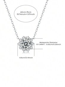 1 件 1 克拉莫桑鑽項鍊 925 純銀女士吊墜鎖骨鏈珠寶裝飾母親節情人節求婚訂婚結婚紀念日生日禮物帶證書 - 1克拉 - 查看 2