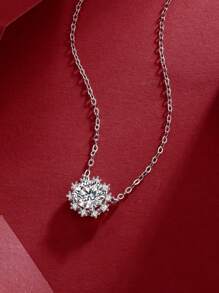 1 件 1 克拉莫桑鑽項鍊 925 純銀女士吊墜鎖骨鏈珠寶裝飾母親節情人節求婚訂婚結婚紀念日生日禮物帶證書 - 1克拉 - 查看 5